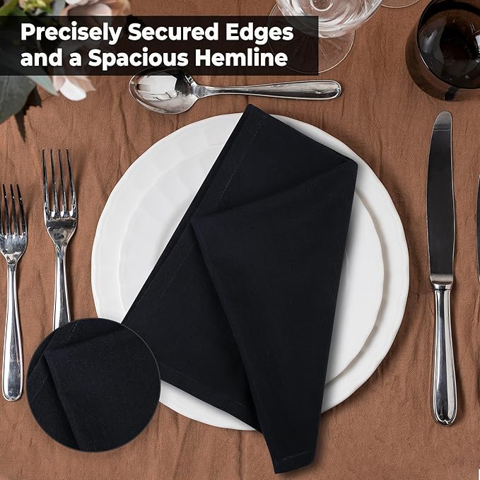 Urban Villa Cloth Napkins Halloween Dinner Napkins Solid Black Color 20''x20'' - Image 7