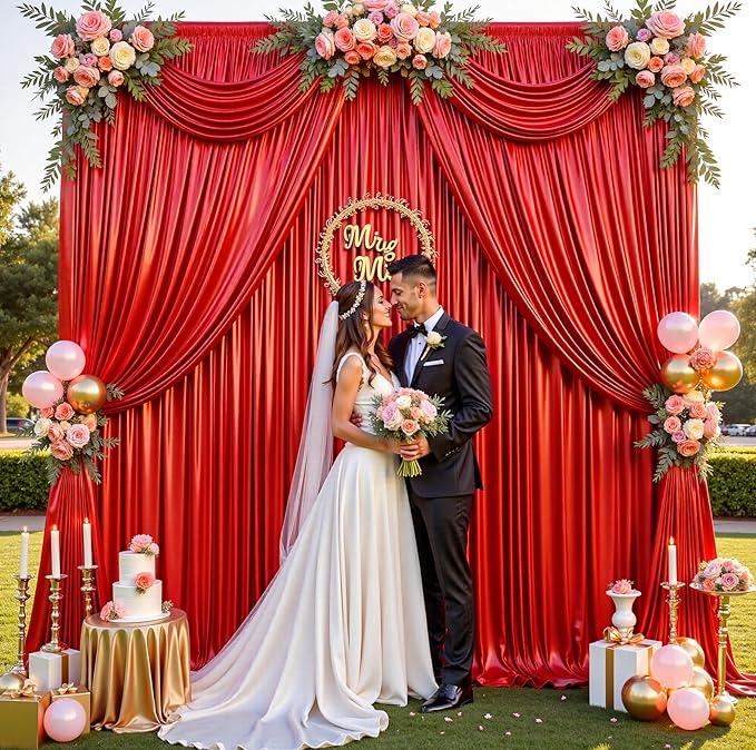 10ftx10ft Red Sequin Backdrop Curtain - Image 6