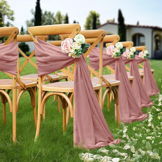 VACVELT Wedding Arch Draping Fabric Dusty Rose Chiffon, 1 Panel Sheer Drapes 30 - Image 3