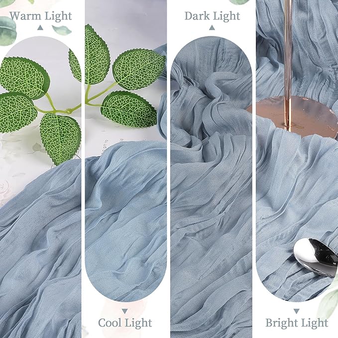 12 Pack Dusty Blue Cheesecloth Table Runner 10FT Long Boho Gauze Table Runner - Image 5