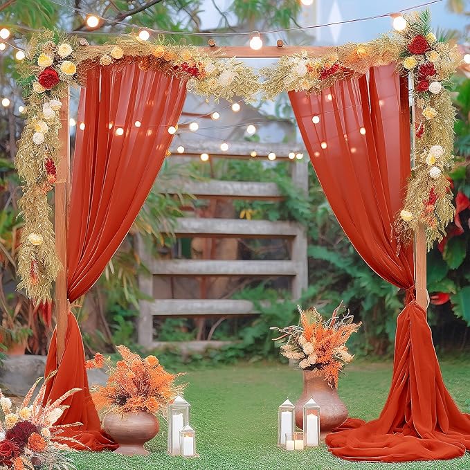 Arch Drapes for Wedding Arch Draping Fabric Terracotta Sheer Backdrop Curtain - Image 5