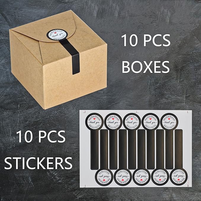 Brown Gift Box with Stickers, 10 Pack Small Cute Boxes - Image 2