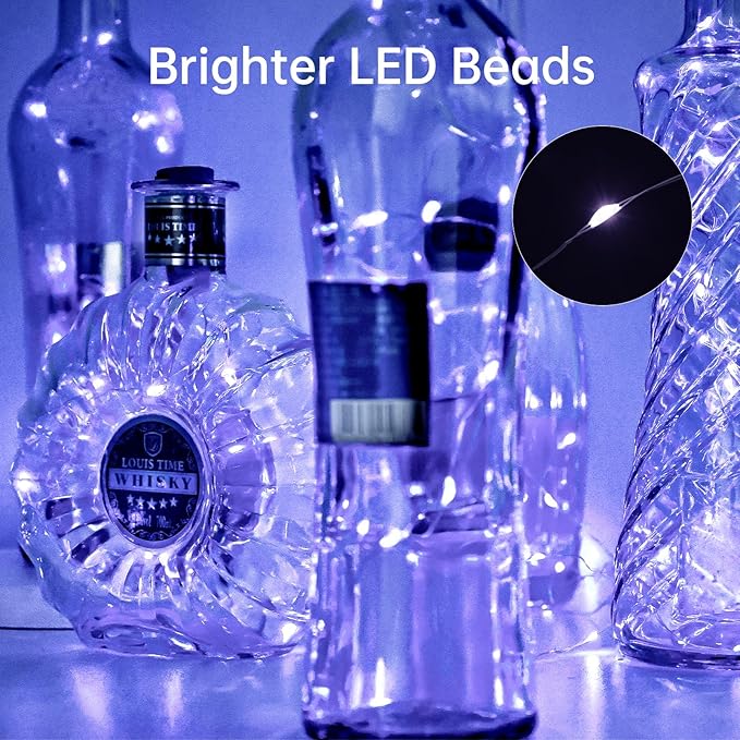 Aluan Wine Bottle Lights with Cork, Christmas Lights 10 Pack 20 LED Mini Fairy - Image 6