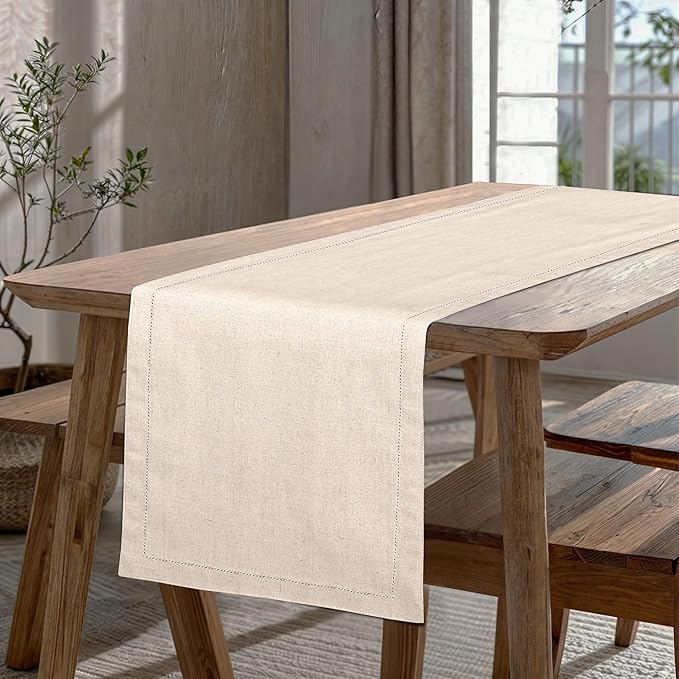 Ruvanti Linen Table Runner 72 Inches, Classic Hemstitch, Non-Slipping, Stain - Image 9