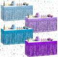 4 Pack Blue Purple Series Table Skirts, 29x108" Metallic Foil Tinsel Fringe by Unknown