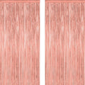 2 Pack Rose Gold Decorations, 3.28 FT x 7.05 FT Rose Gold Fringe Curtains by ZATAYE