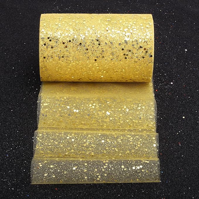 Glitter Tulle Rolls, 6” by 50 Yards Sparkling Tulle Spool Ribbon Sequin Tulle - Image 5