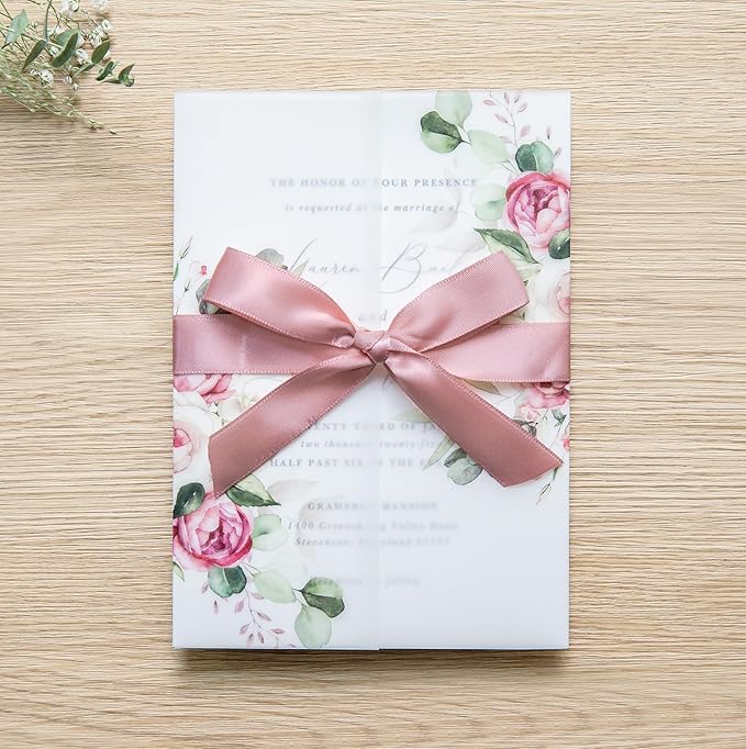 PONATIA 50 PCS Vellum Jackets for 5x7 Invitation Cards - Image 3