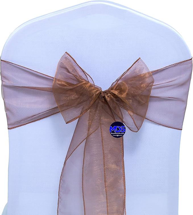MDS Pack of 250 PCS Organza Chair Sashes Wider Dining Chair Bows Ribbon Tie Back - Image 3