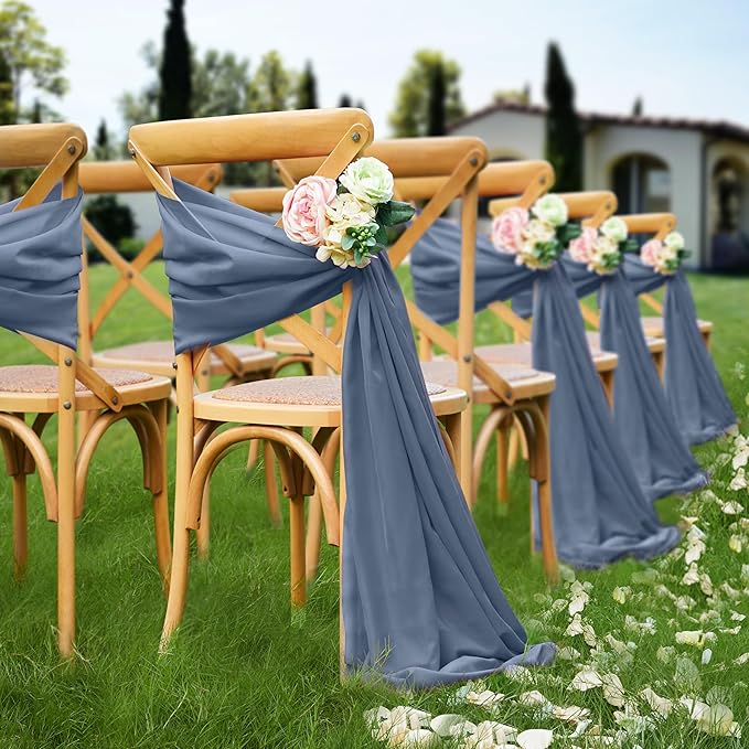 VACVELT Wedding Arch Draping Fabric Dusty Blue Chiffon, 1 Panel Sheer Drapes 30 - Image 3