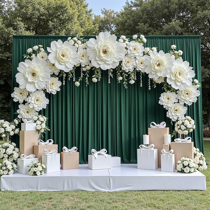 30 ft x 10 ft Wrinkle Free Hunter Green Backdrop Curtain - Image 4
