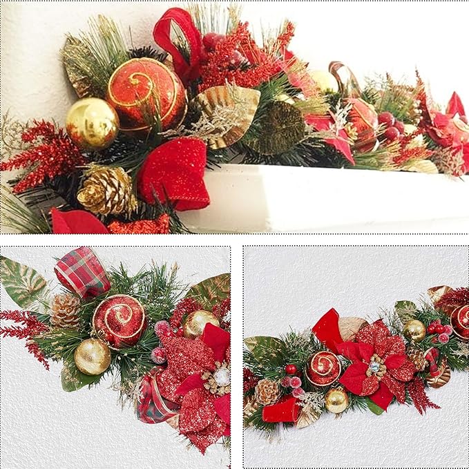 5 ft Christmas Garland for Mantle Unlit Garland for Stairs Railing, for Table - Image 5