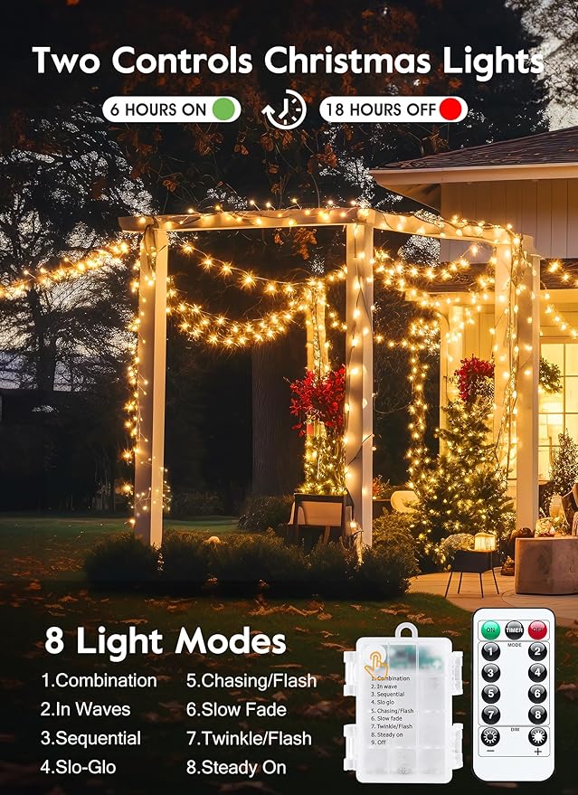 Outdoor Fairy Lights Battery Operated, 4 Pack Twinkle String Light - Image 5