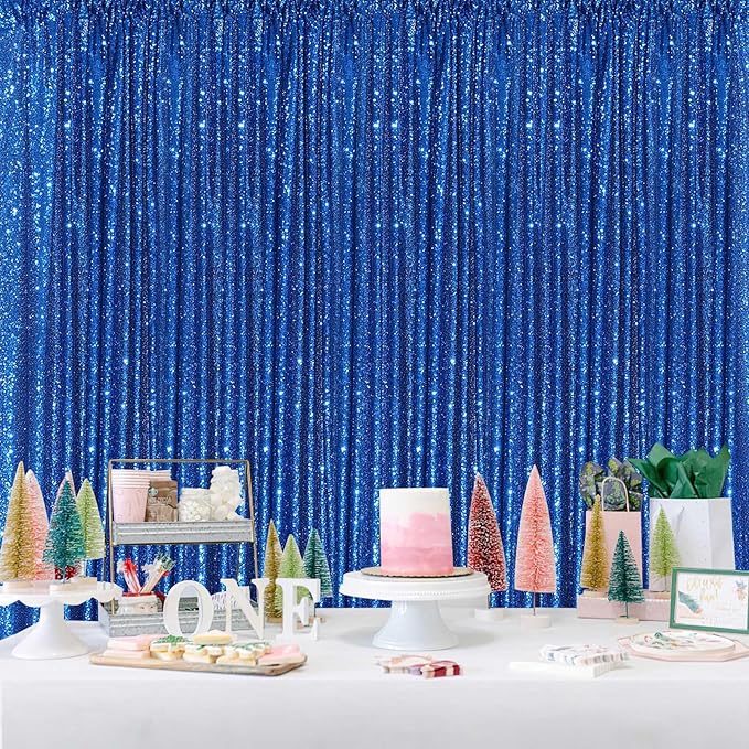 Glitter Backdrop Curtains Royal Blue Sequin Background 3 Packs 2FT x 8FT Sequin - Image 5