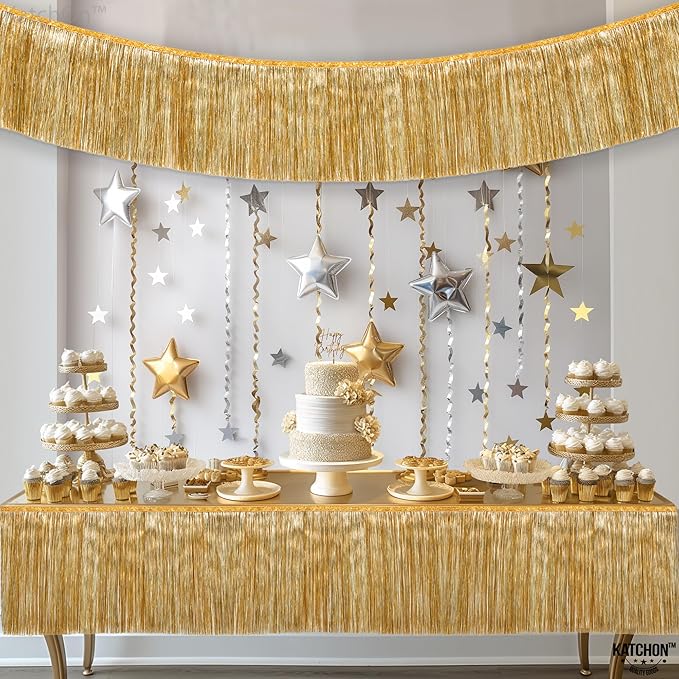 KatchOn, Large Champagne Gold Fringe Garland - Image 6