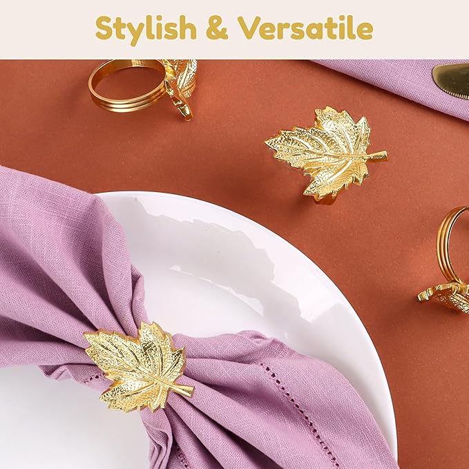 Set of 12 Maple Leaf Napkin Rings - Image 7
