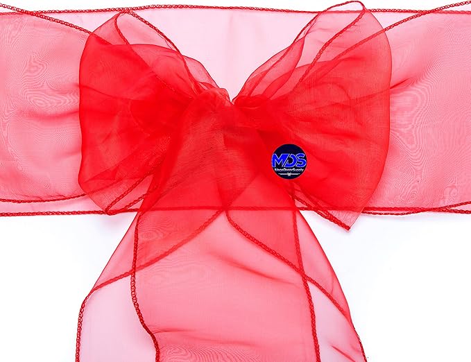 MDS Pack of 125 PCS Organza Chair Sashes Wider Dining Chair Bows Ribbon Tie Back - Image 4