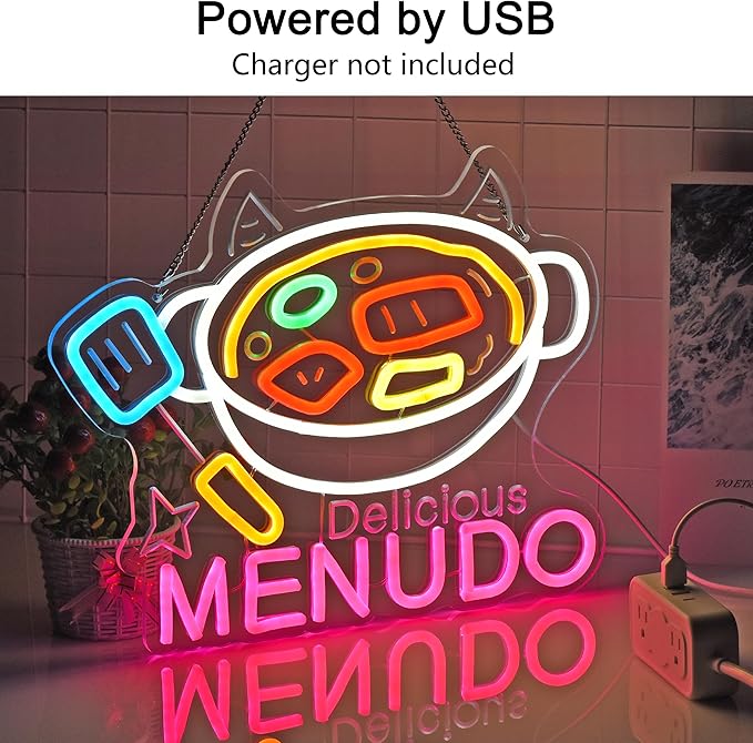 CNBEYOUNG Menudo Neon Sign, Neon Lights Hanging Wall Art Decoration - Image 2