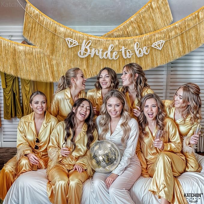 KatchOn, Large Champagne Gold Fringe Garland - Image 5