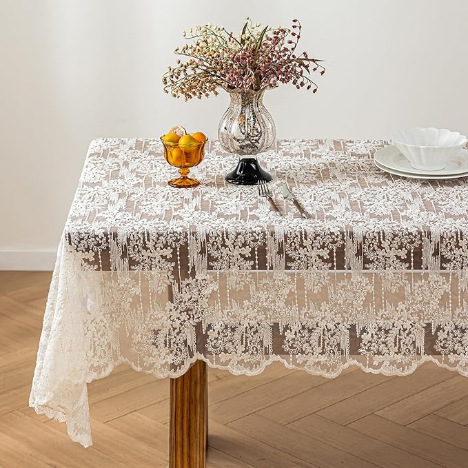 Lace Embroidered Tablecloth. Square Lace Vintage Tablecloth Dustproof Table - Image 2