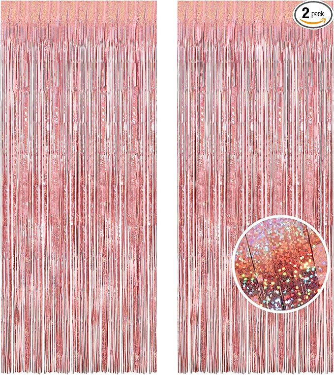 BRAVESHINE Rose-Gold Metallic Tinsel Backdrop by BRAVESHINE