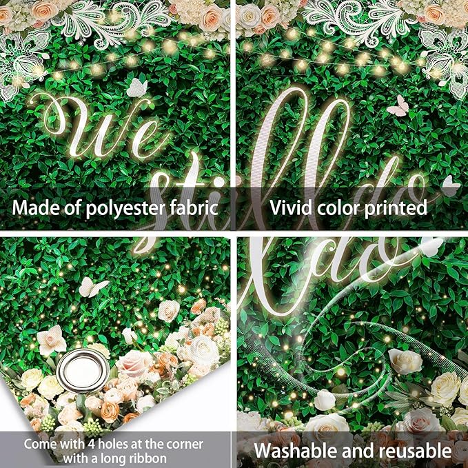 We Still Do Backdrop Green Leaves Lace Wedding Anniversary Photography - Image 8