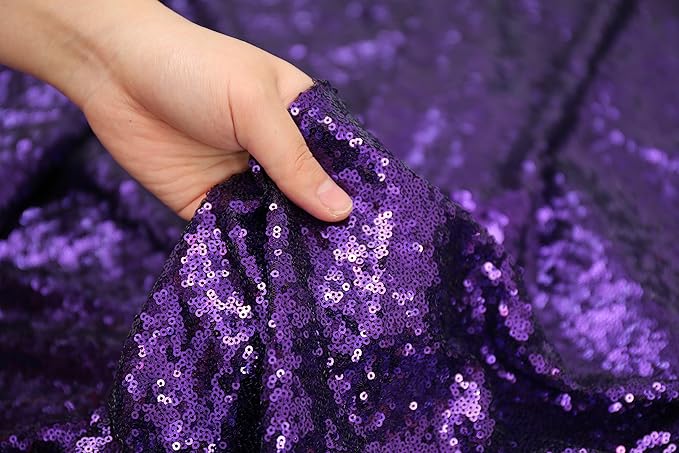 Purple Sequin Backdrop Curtains, 2 Panels Purple Sequin Backdrop, 2FTx8FT - Image 3
