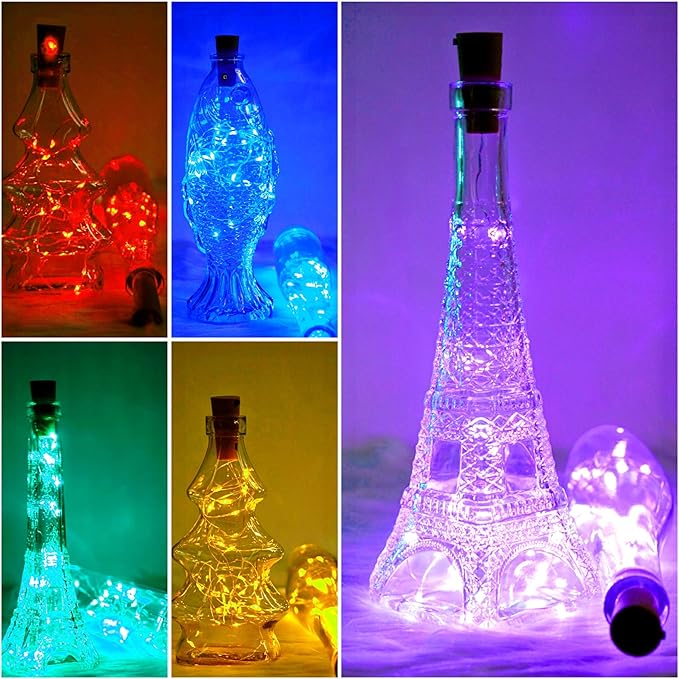 SmilingTown Wine Bottle Cork Lights 15Pack 10 LED 40 Inches Battery Operated - Image 3