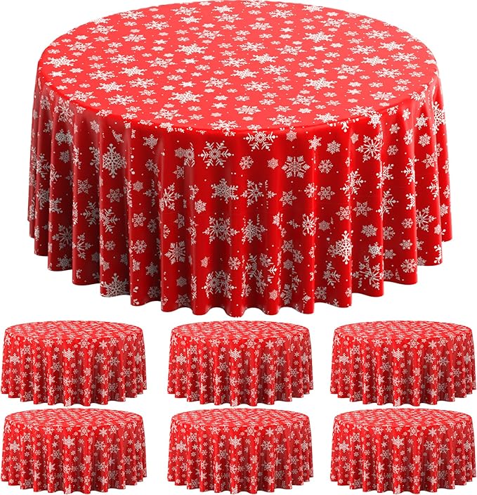 6 Pieces Christmas Snowflake Plastic Party Tablecloth Decorations, Disposable by JectivsPartyDecorations