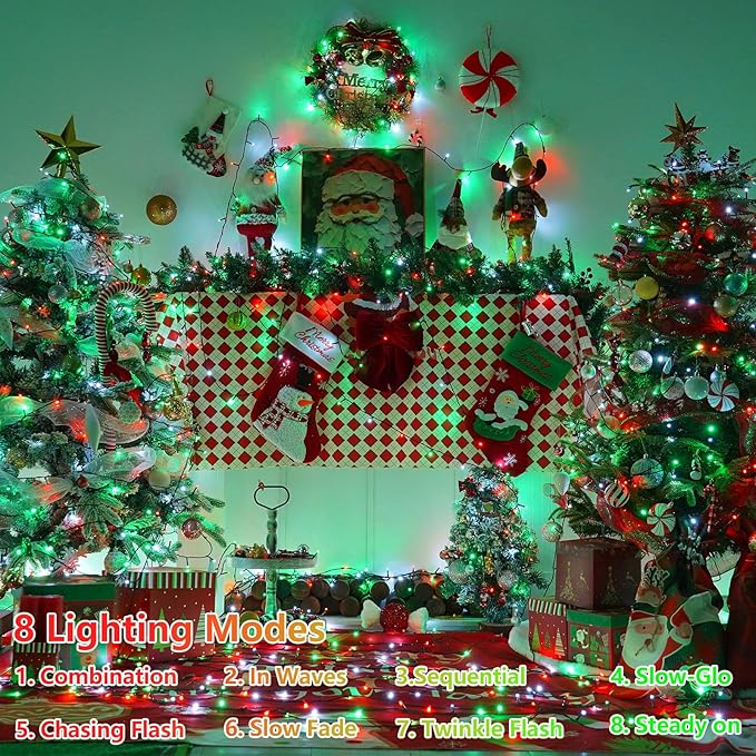 YEGUO 165ft 500 LED Christmas Lights Outdoor Waterproof, 8 Modes Red White and - Image 3