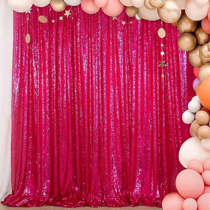 ShiDianYi Hot Pink Sequin Backdrop 6FTX8FT by ShiDianYi