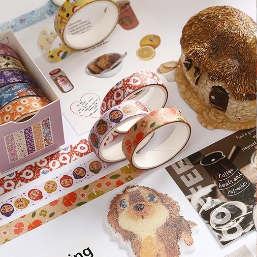 YUBBAEX 60 Rolls Value Washi Tape Pack Retro Arts Masking Tape Basic Patterns - Image 8