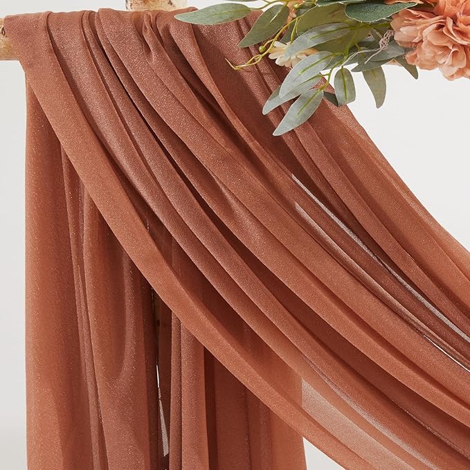 Terracotta Wedding Arch Draping Fabric 2 Panels 30'' x 20FT Terracotta Drapes - Image 2
