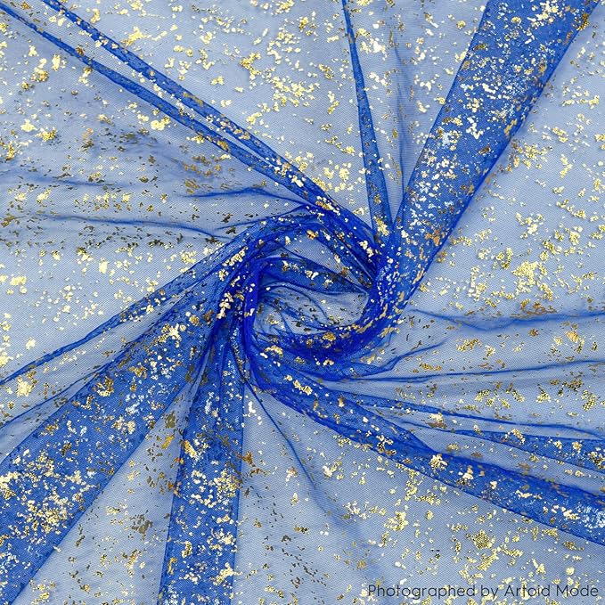 Artoid Mode 6PCS Blue Gold Gauze Table Runner 120 Inch 10FT, Glitter Metallic - Image 4