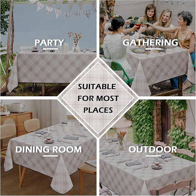 MYSKY HOME Table Cloth 60x102 in Rectangle, Heavy Duty Linen Look Waterproof - Image 7