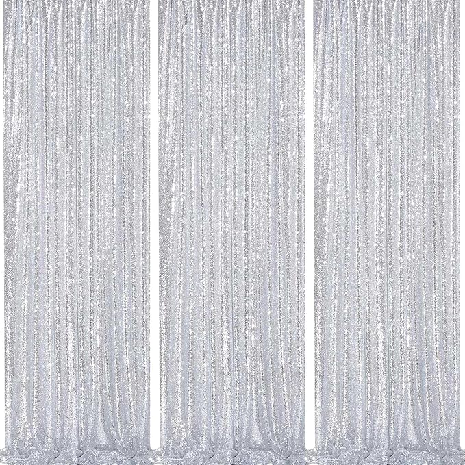 Silver Sequin Backdrop Party Decorations by QueenDream