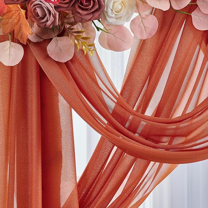 Arch Drapes for Wedding Arch Draping Fabric Terracotta Sheer Backdrop Curtain - Image 5