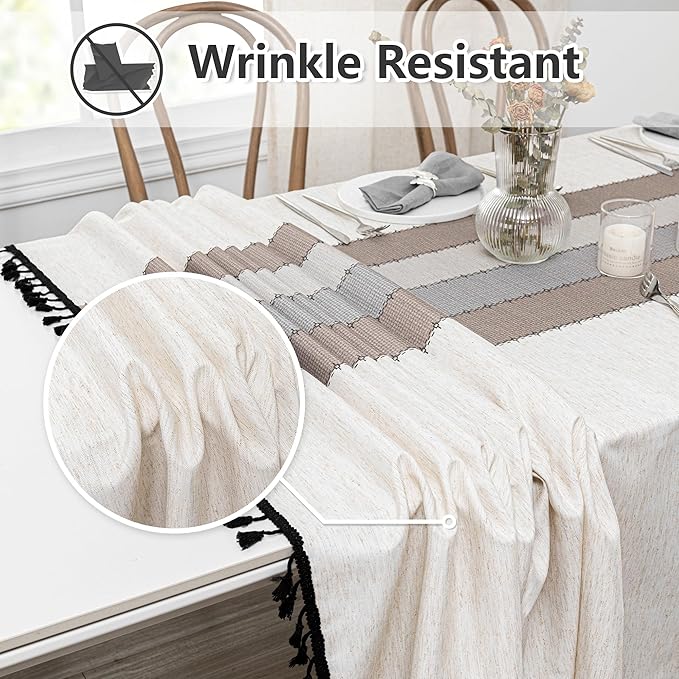 MYSKY HOME Table Cloth 60x120 in Rectangle, Heavy Duty Linen Look Waterproof - Image 5