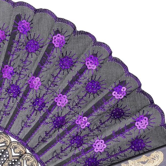 QIRMIZI 10 Pack Fabric Folding Handheld Fans, and Dancing - Image 4