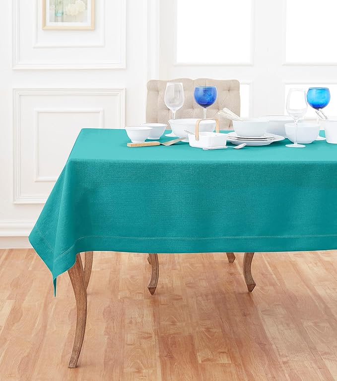 Solino Home Linen Teal Tablecloth 60 x 120 Inch by SolinoHome