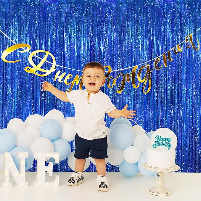 GOER 3.2 ft x 8.2 ft Metallic Tinsel Foil Fringe Curtains Party Photo Backdrop - Image 5