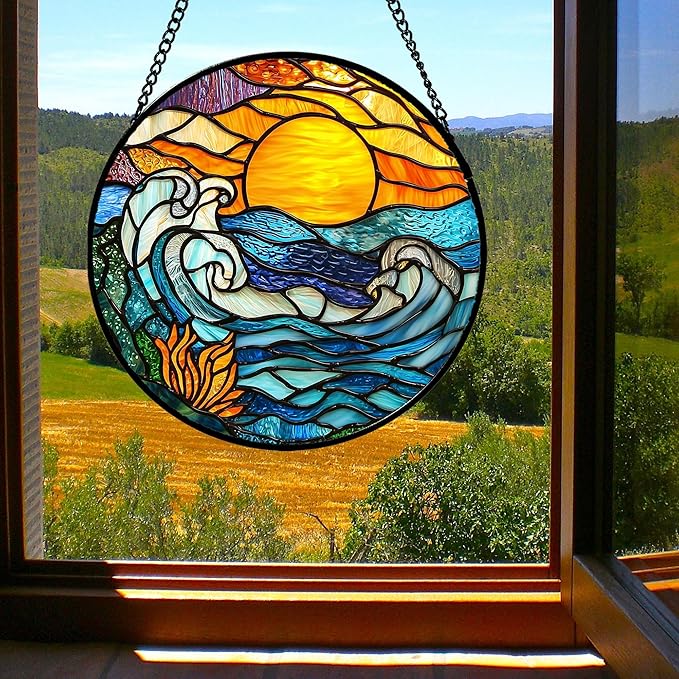 Stained Glass Window Hanging, Men Mom 15 in - Image 5