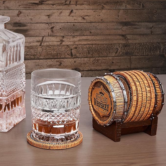 Cabin Obsession Whiskey Barrel Coaster Set – Handcrafted Whiskey Barrel Decor - Image 5