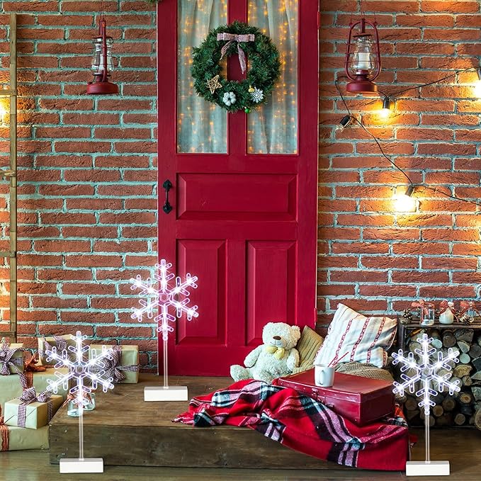 Riakrum 3 Pcs Lighted Christmas Tabletop Decorations Snowflake Table Decor Xmas - Image 5