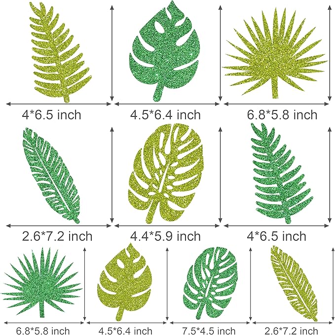 20pcs Glitter Tropical Leaves Centerpiece Decorations - Image 4