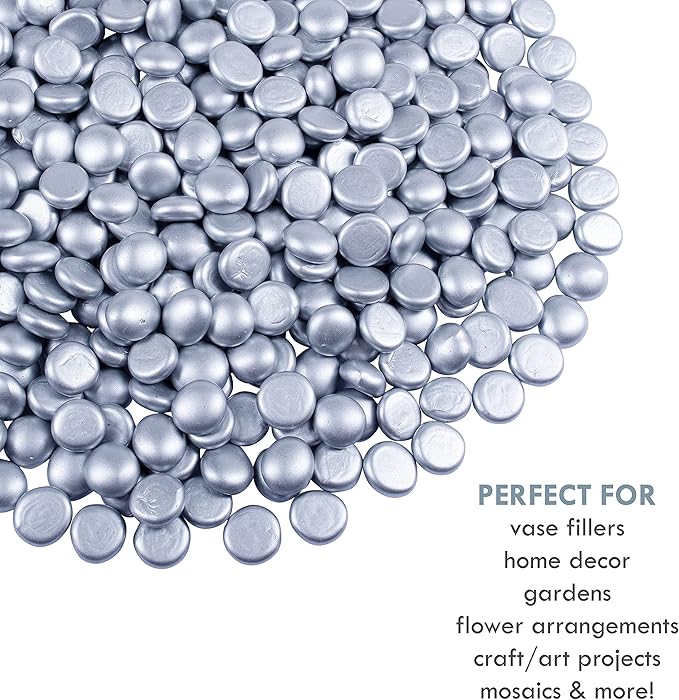 Galashield Flat Glass Marbles for Vases Silver Glass Gems Beads Pebbles Vase - Image 4