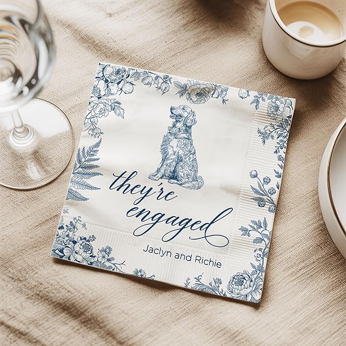 Luxury Personalized Dog Wedding Napkins, Custom Wedding Cocktail Napkins - Image 5