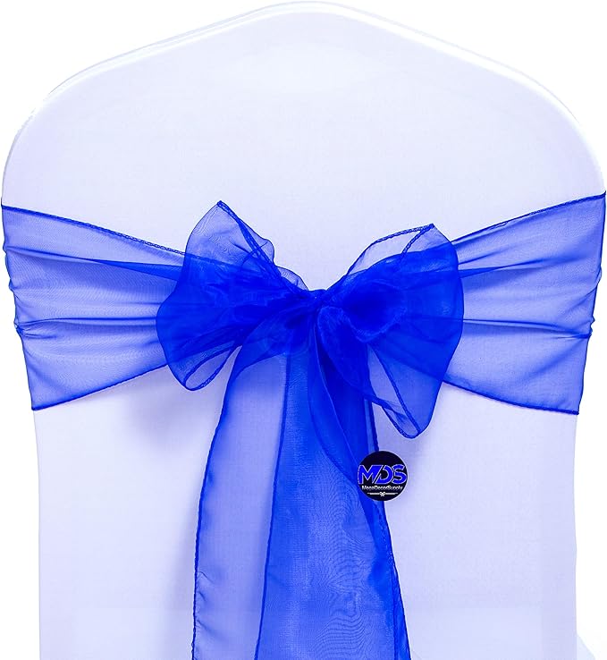 MDS Pack of 50 PCS Organza Chair Sashes Wider Dining Chair Bows Ribbon Tie Back - Image 3
