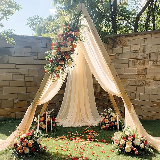 Champagne Wedding Arch Draping Fabric 1 Panel 30'' x 20FT Champagne Drapes - Image 6