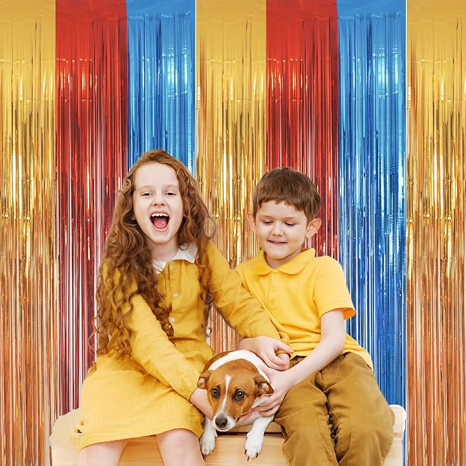 Gold Red Blue Party Backdrop - Image 4
